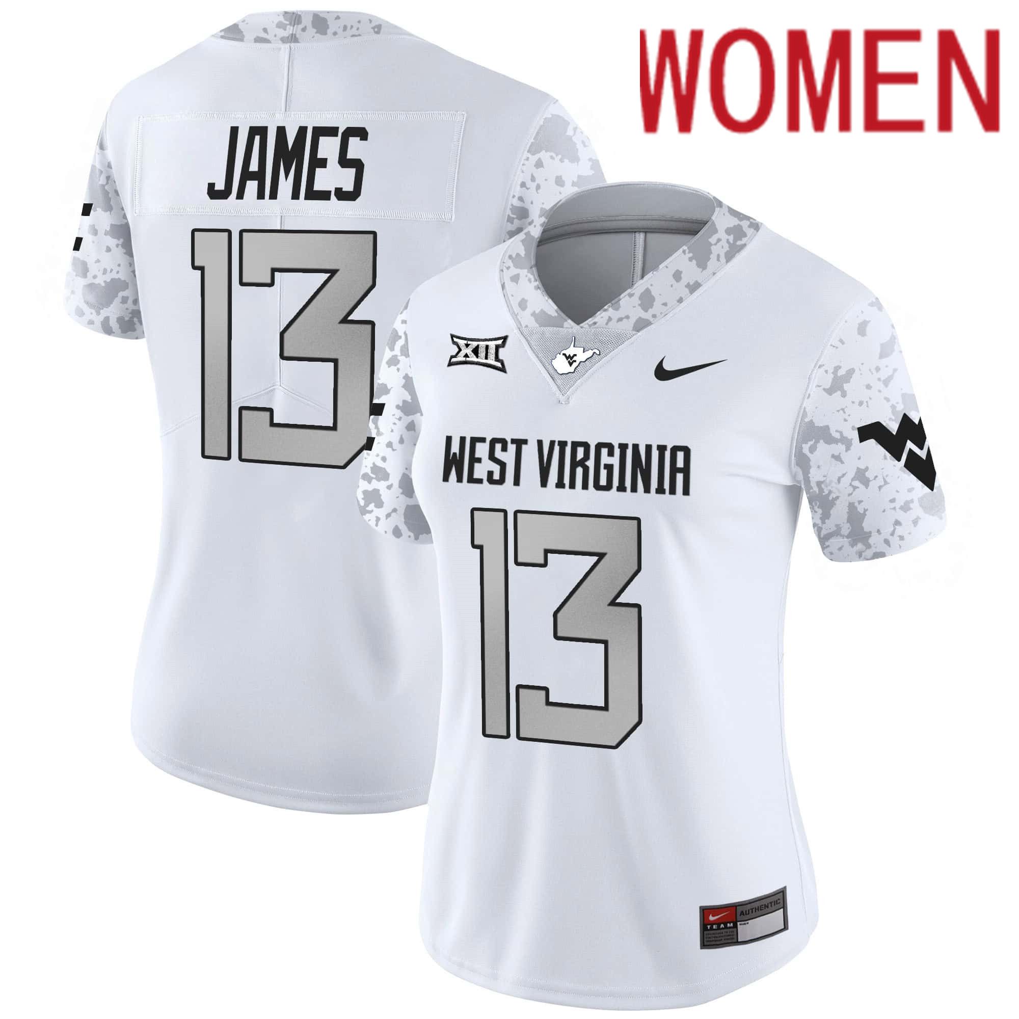 Women West Virginia Mountaineers #13 James White 2024 Nike Vapor Limited NCAA Jersey->customized nfl jersey->Custom Jersey